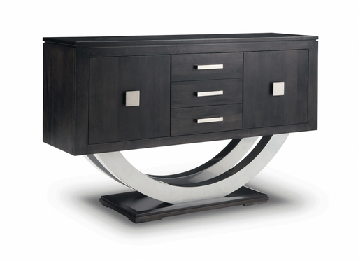 Contempo Pedestal Sideboard w/Metal Curves and 3 Drawers, 2 Doors - Furniture Depot