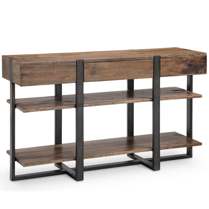 Prescott Modern Reclaimed Wood Rectangular Console Table in Rustic Honey