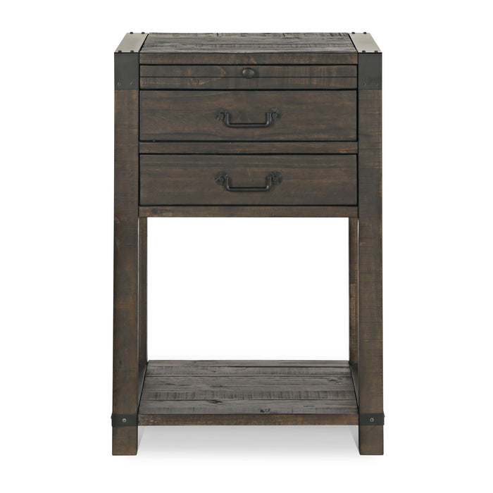 Abington 2 Drawer Open Nightstand In Weathered Charcoal