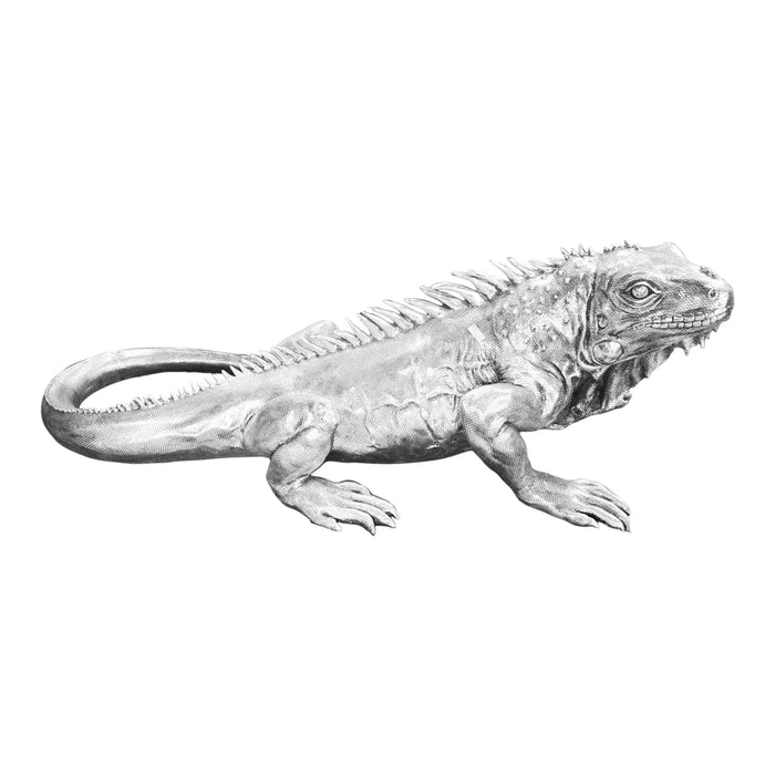 Giant Iguana Statue Silver