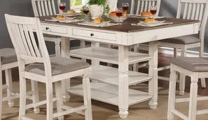 Nesbitt Antique White/Oak Counter Height Dining Table