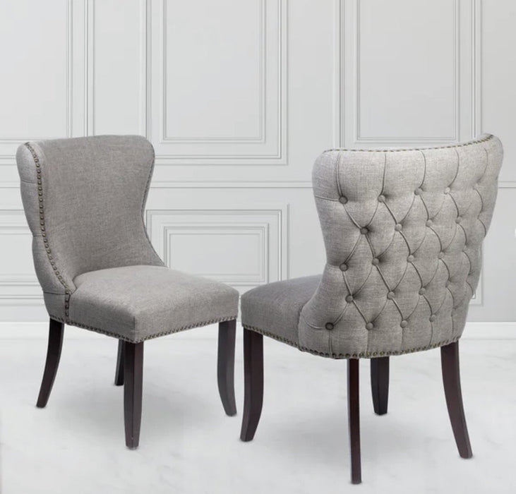 Jansen Tufted Upholstered Side Chair-Grey Linen (Set of 2) - Sterling House Interiors