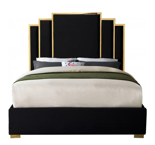 Chanel Bed - Black Velvet With Gold Trim - Sterling House Interiors