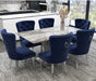Napoli/Hollis 7pc Dining Set in Grey with Navy Chair - Furniture Depot